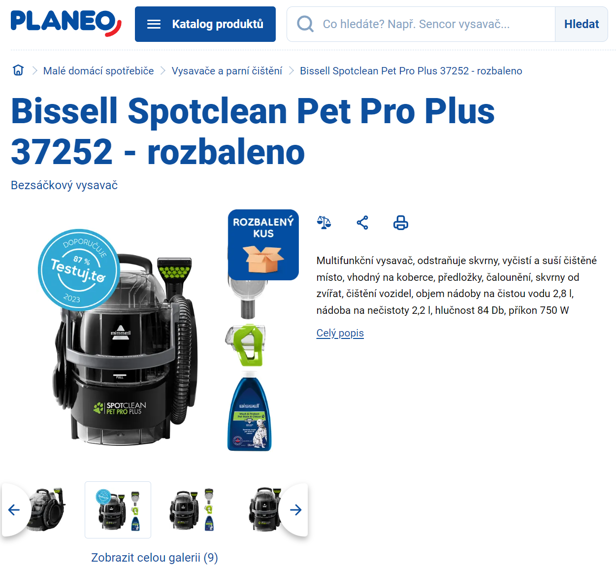 Razítko Testuj.to na produktové stránce Planeo
