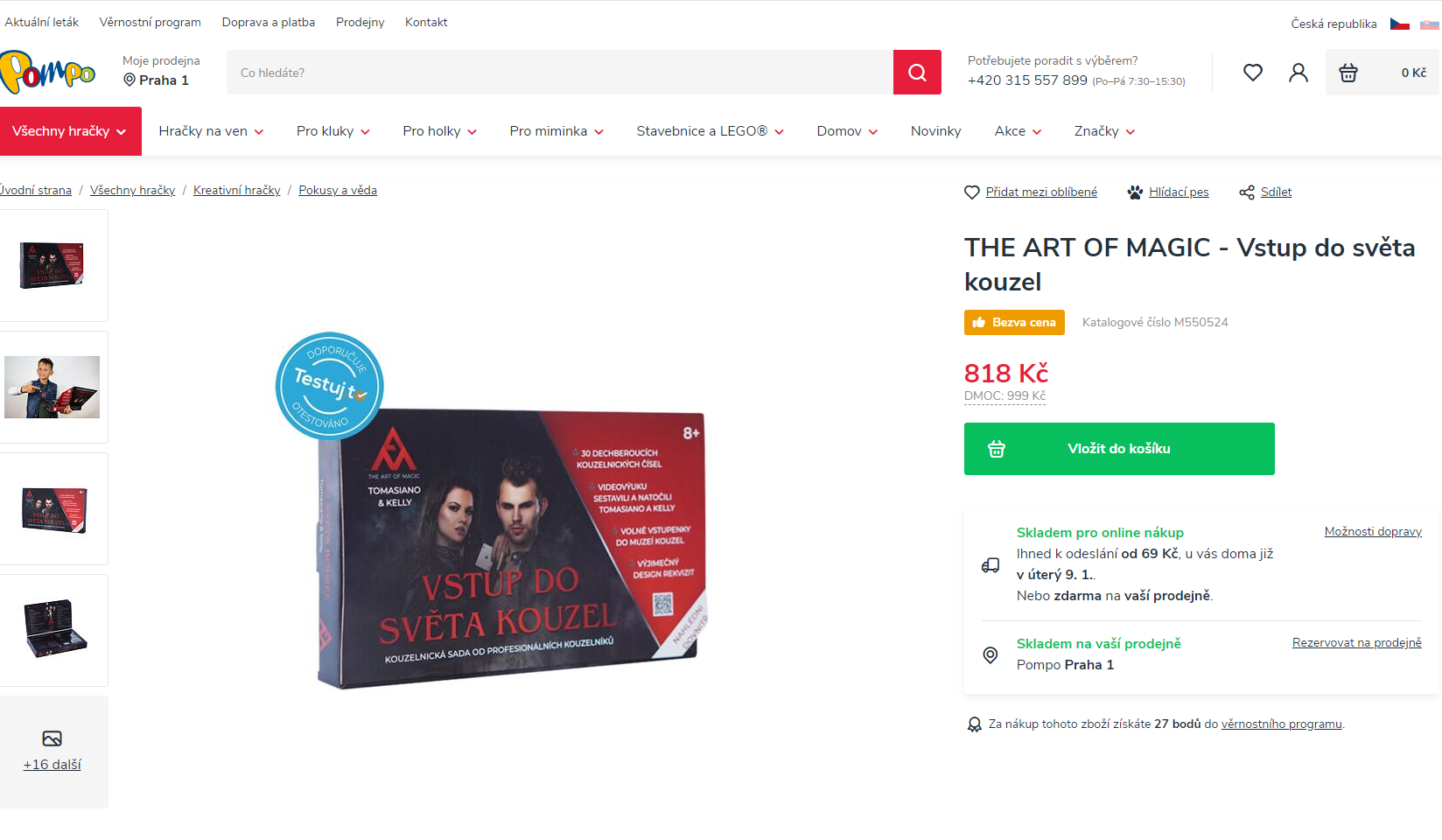 Razítko Testuj.to na produktové fotce v e-shopu Pompo
